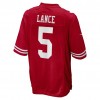 San Francisco 49ers Tröjor Trey Lance 5 Nike Röd 2021 NFL Draft - Herr